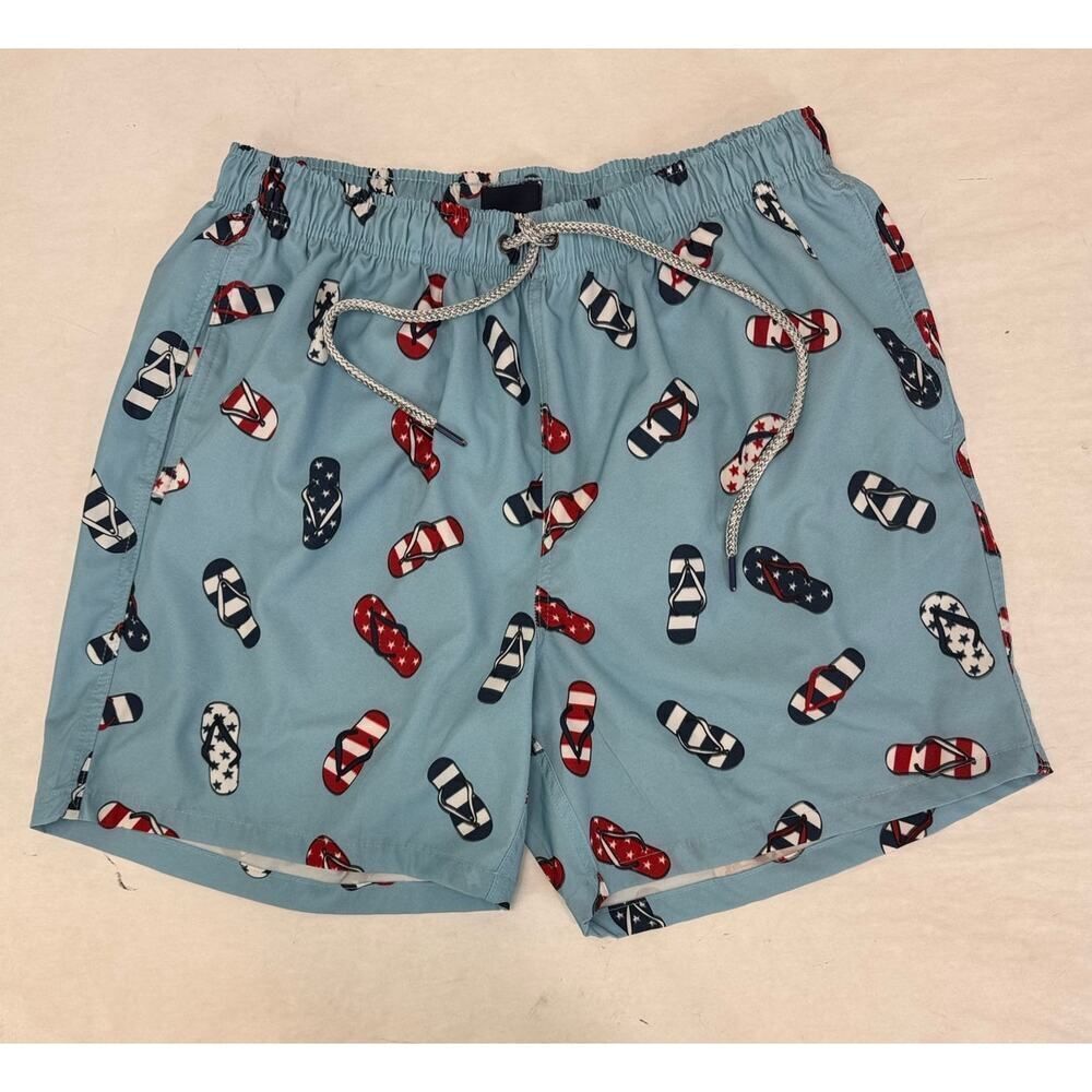 Rainforest Men's Swim Trunks Shorts Patriotic July 4 Red White Blue - Size Large